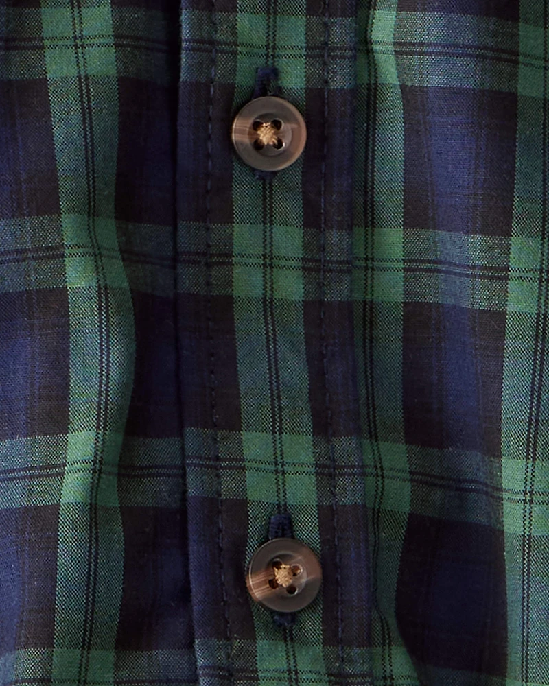 Baby Boy 3-Piece Plaid Print Cotton Bodysuit, Bowtie & Pant Set - Green/Tan