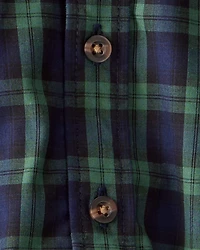 Baby Boy 3-Piece Plaid Print Cotton Bodysuit, Bowtie & Pant Set - Green/Tan