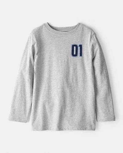 Boys Motorcycle Long-Sleeve Graphic Tee - Grey