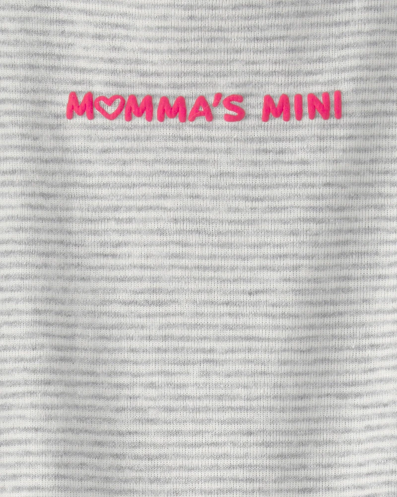 Baby Girl 'Momma's Mini' Short-Sleeve Romper - Grey