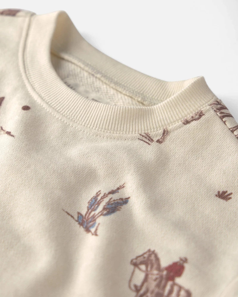 Toddler 2-Piece Organic Cotton French Terry Pullover & Pant Set in Western Rodeo