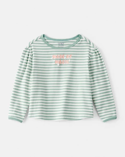 Toddler Girl Made of Magic' Striped Long-Sleeve Top - Green