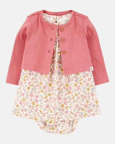 Baby 2-Piece Bodysuit Dress & Cardigan Set