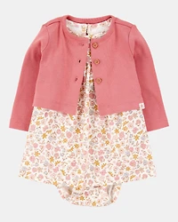 Baby 2-Piece Bodysuit Dress & Cardigan Set