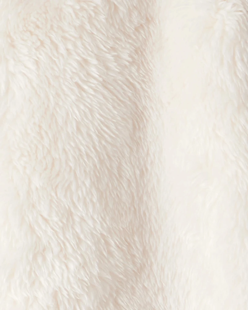 Baby Sherpa Hooded Long-Sleeve Jumpsuit - White