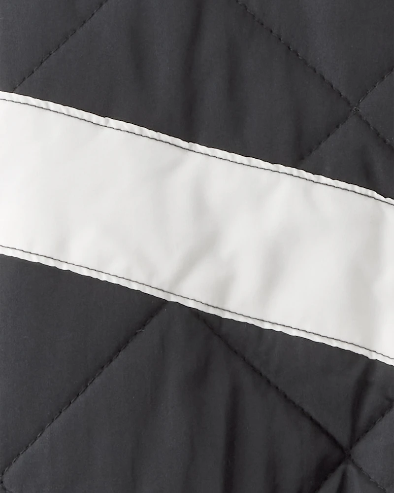 Toddler Girl Color Block Puffer Jacket - Black