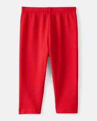 Baby Girl Pull-On Stretch Rib Leggings - Red