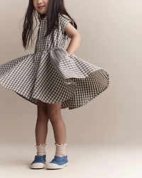 Toddler Girl Avenue Twirl™ Scalloped Dress in Gingham - Grey