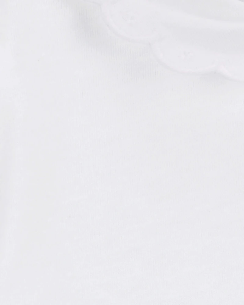 Baby Scalloped Collar Short-Sleeve Bodysuit - White