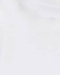 Baby Scalloped Collar Short-Sleeve Bodysuit - White