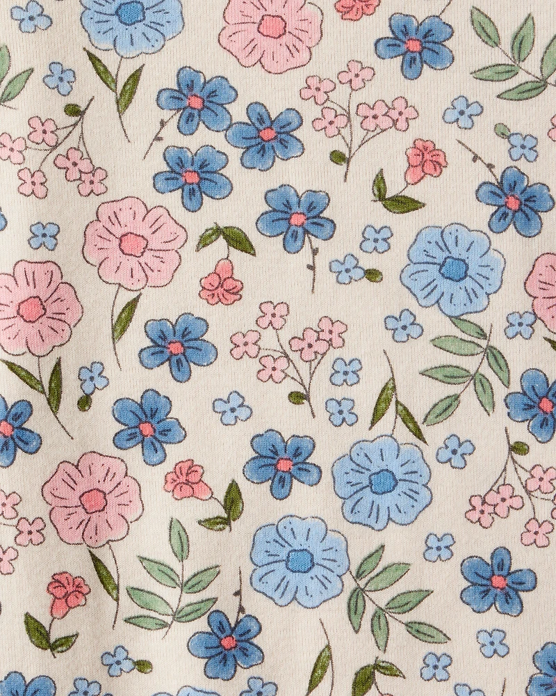 Baby Girl 3-Piece Floral Collared Cardigan Outfit Set - Blue