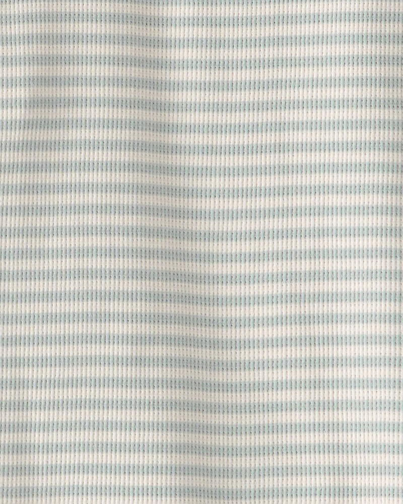 Girls 2-Piece Organic Cotton Waffle Knit Top & Short Set in  Stripes