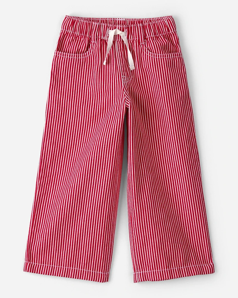 Toddler Girl Striped Wide-Leg Pants - Red