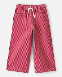 Toddler Girl Striped Wide-Leg Pants - Red