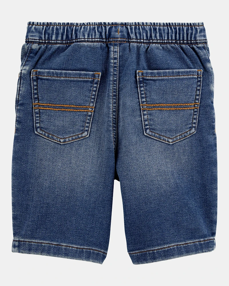 Kid Pull-On Denim Shorts - Navy