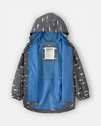 Toddler Boy Shark Raincoat - Grey