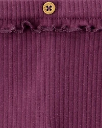 Baby Girl 2-Pack Ruffle Waist Rib Pants - Purple