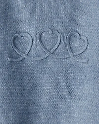 Baby Girl Embroidered Heart Long-Sleeve Sweater - Blue