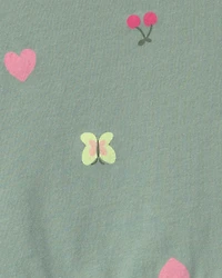 Toddler Girl Butterfly Short-Sleeve Dress - Green
