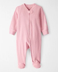 Baby Girl Organic Cotton Sleep & Play in Pink Stripes
