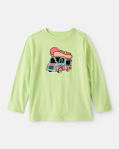 Boys Hotdog Truck Long-Sleeve Graphic Tee - Green