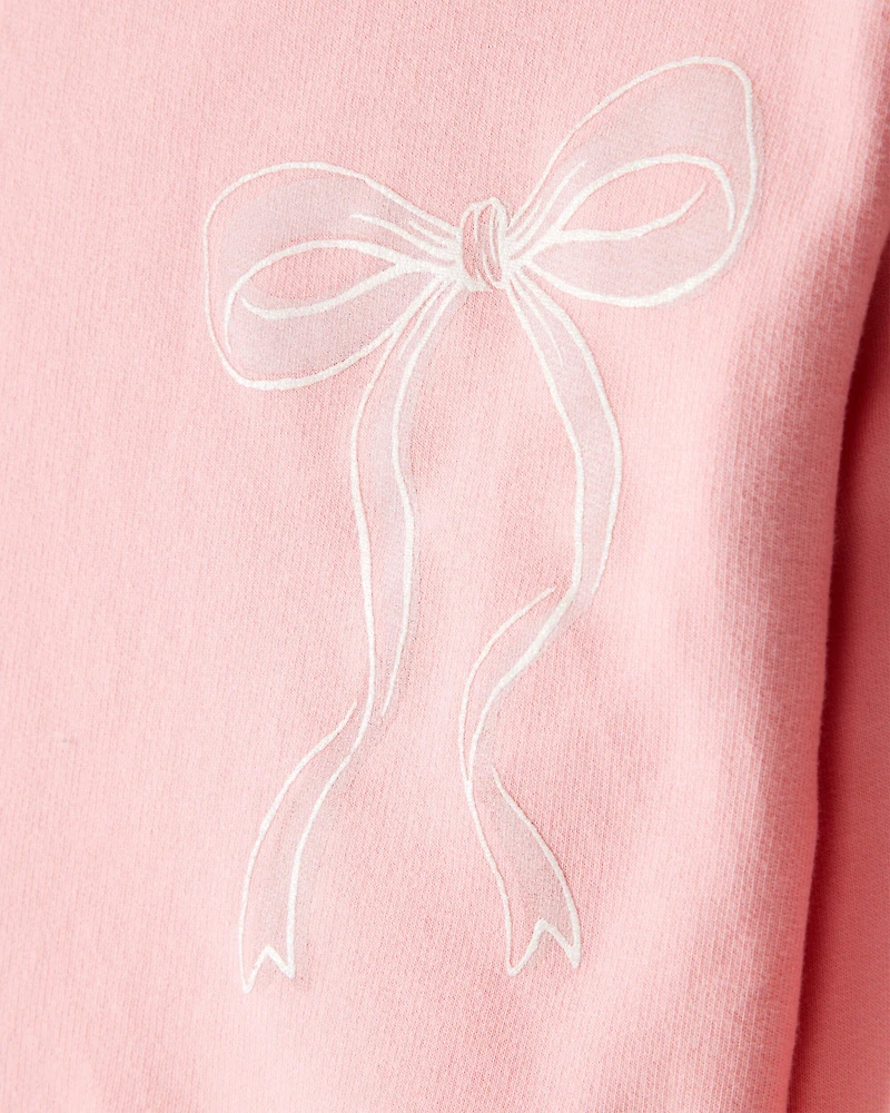 Toddler Girl Bow Long-Sleeve Top & Tulle Skort Set - Pink