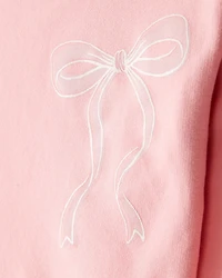 Toddler Girl Bow Long-Sleeve Top & Tulle Skort Set - Pink
