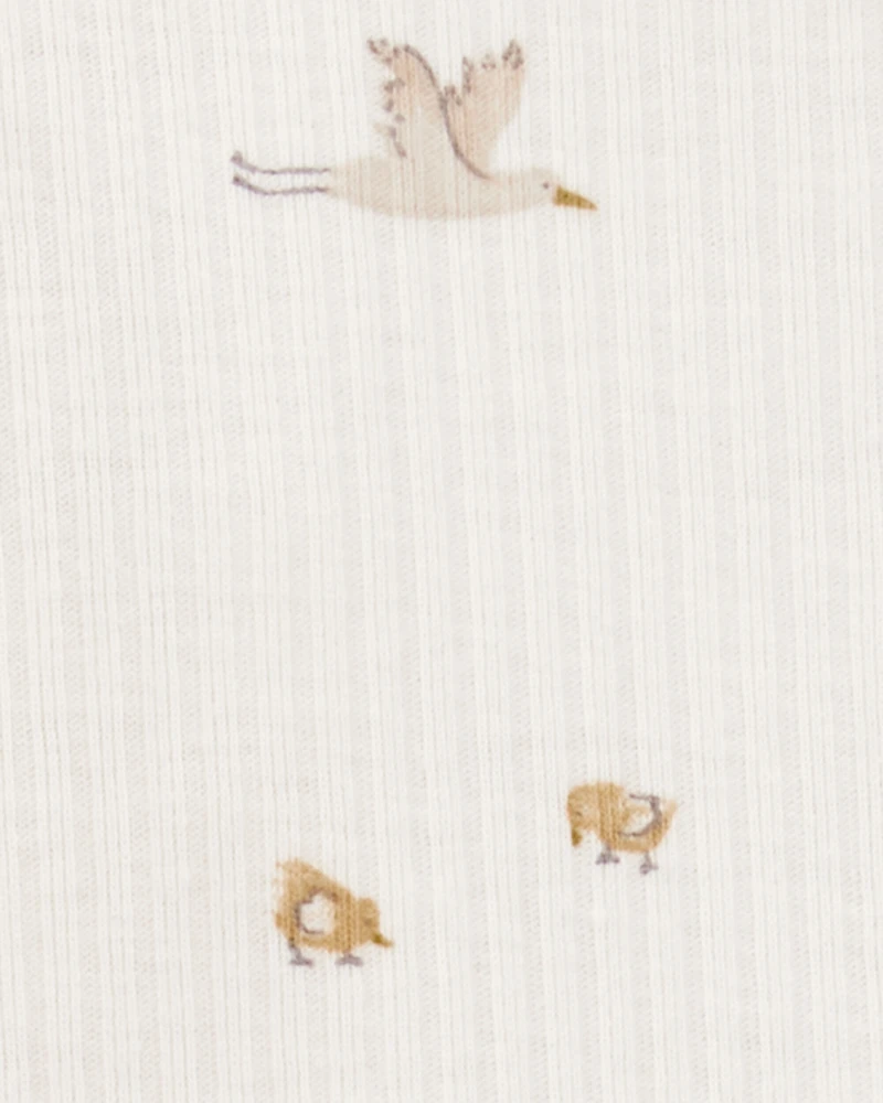 Baby 2-Piece Bird Print Long-Sleeve Tee & Pant Set