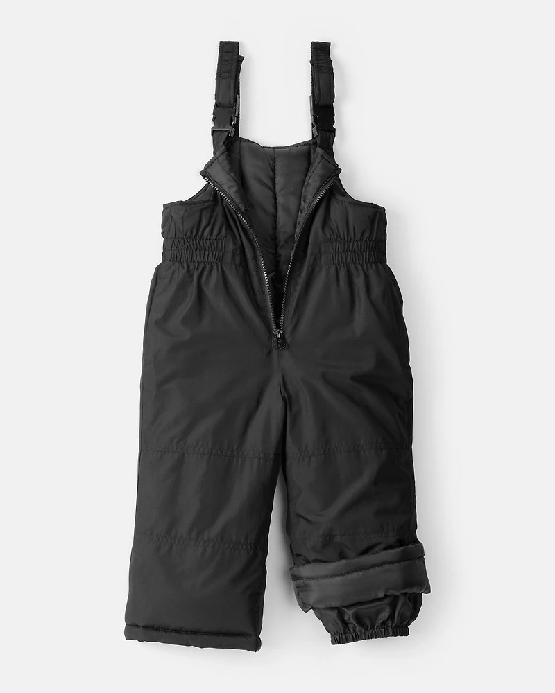 Toddler Boy 2-Piece Color Block Hooded Snowsuit Jacket & Bib Set - Brown/Black