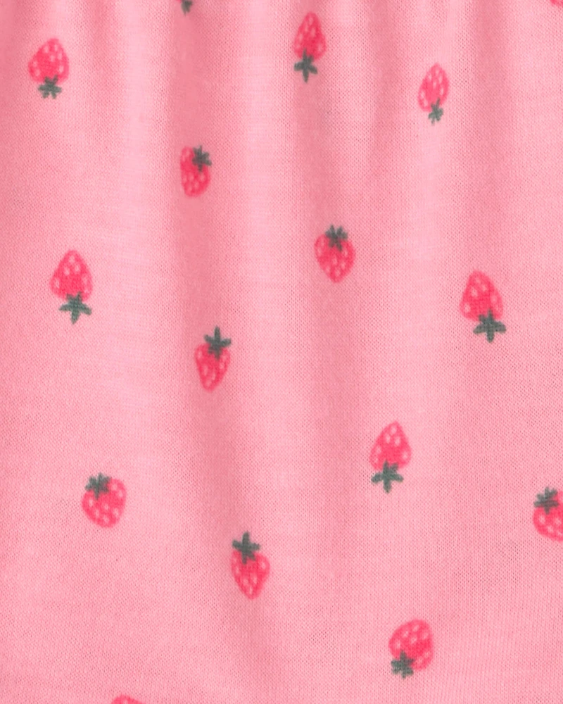 Toddler Girl 2-Piece Strawberry Sleeveless Pajama Set - Pink