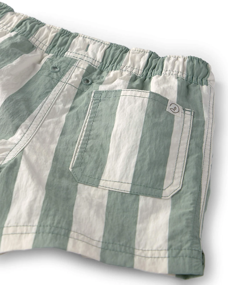 Toddler Boy Recycled Swim Trunks in Stripes