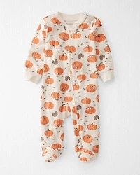 Baby Organic Cotton Sleep & Play Pajamas in Harvest Pumpkins Print