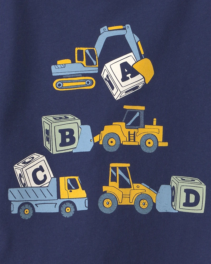 Toddler Construction Long-Sleeve Graphic Tee - Navy Blue