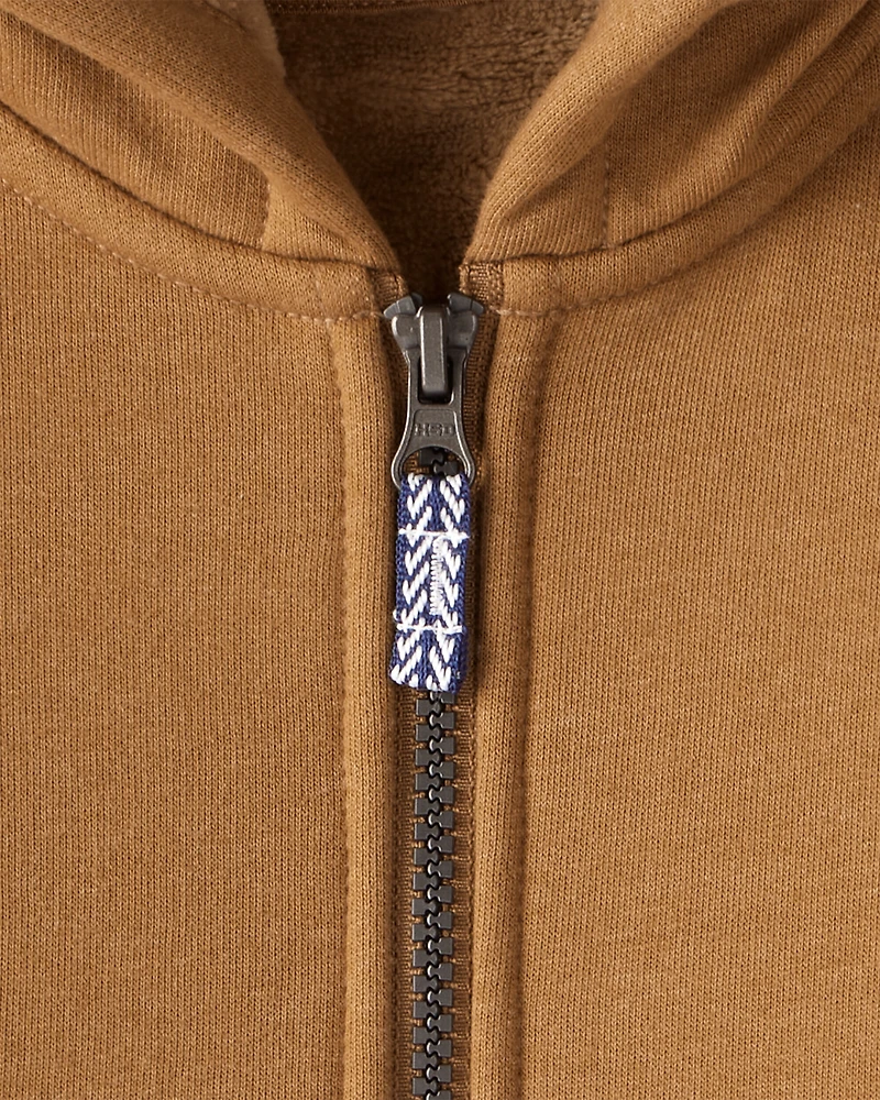 Toddler Boy Long-Sleeve Hooded Zip-Up Jacket - Brown