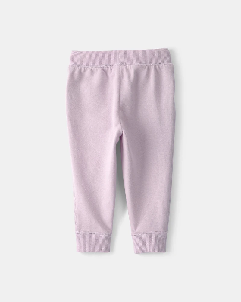 Baby Girl Drawstring Knit Joggers - Purple