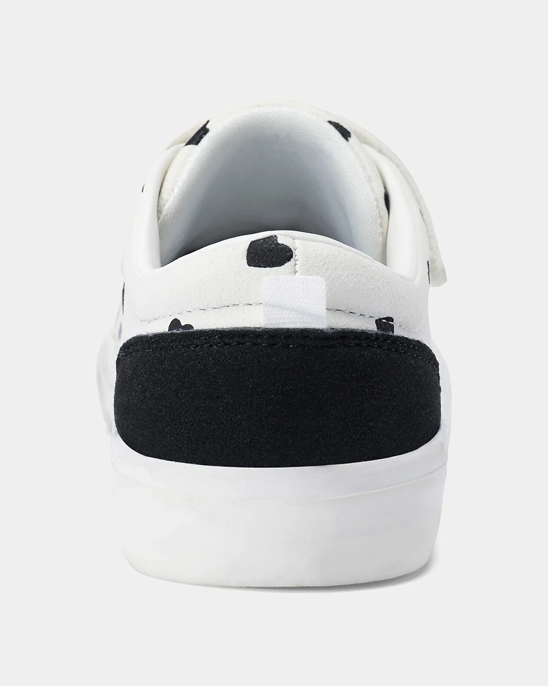 Toddler Girl Heart Print Casual Sneakers - White/Black