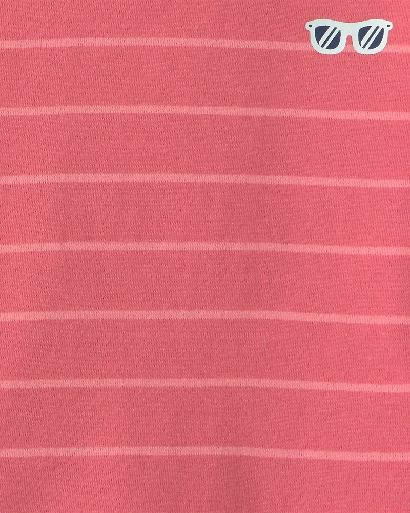 Toddler Boy 2-Piece Stripe Short-Sleeve Top & Short Set - Coral
