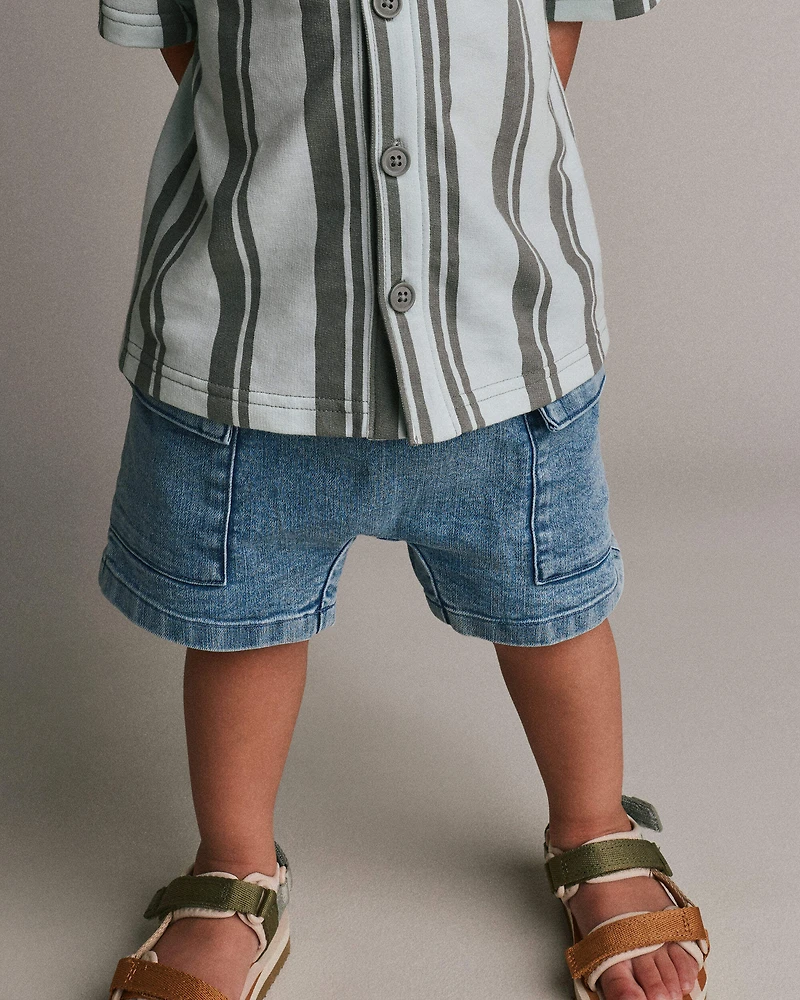 Toddler Boy Cargo Shorts in Denim