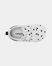 Baby Girl Heart Print Every Step® First Walker Casual Shoes - White/Black