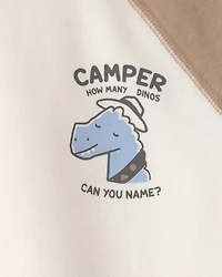 Toddler Boy Dinosaur French Terry Pullover Sweatshirt - Brown/Ivory