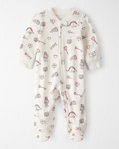 Baby Organic Cotton Sleep & Play Pajamas in Little Loves Print