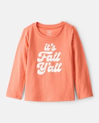 Toddler Girl It's Fall Y'all Long-Sleeve Graphic Tee - Orange