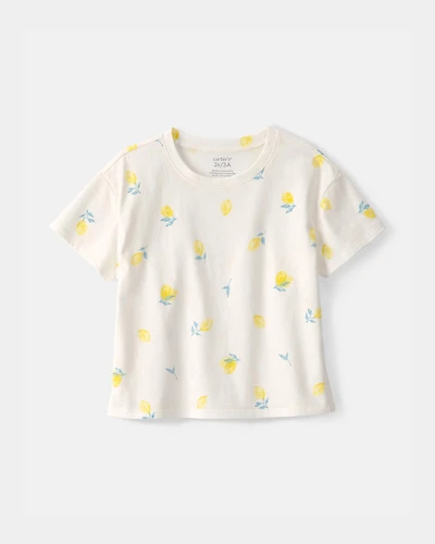 Toddler Girl Lemon Relaxed Top - Cream