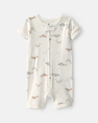 Baby Whale 100% Cotton 1-Piece Romper Pajama - Ivory