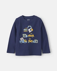 Toddler Construction Long-Sleeve Graphic Tee - Navy Blue