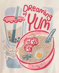 Girls 4-Piece Ramen 100% Cotton Snug Fit Pajama Set - Blue/Pink