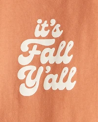 Baby Its Fall Y'all Cotton Long-Sleeve Graphic Bodysuit - Orange
