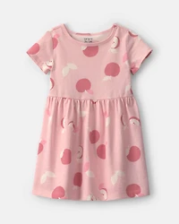 Toddler Girl Apple Short-Sleeve Dress - Pink