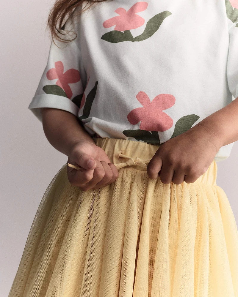 Toddler Girl Avenue Twirl™ Midi Skirt with Tulle - Yellow