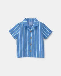 Toddler Boy Striped Loose Fit 2-Piece Pajama Set - Blue
